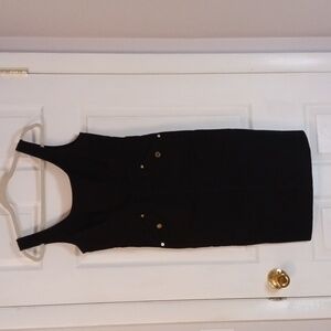 Etcetera black sleeveless jumper dress size 2 gold buttons and zipper in back